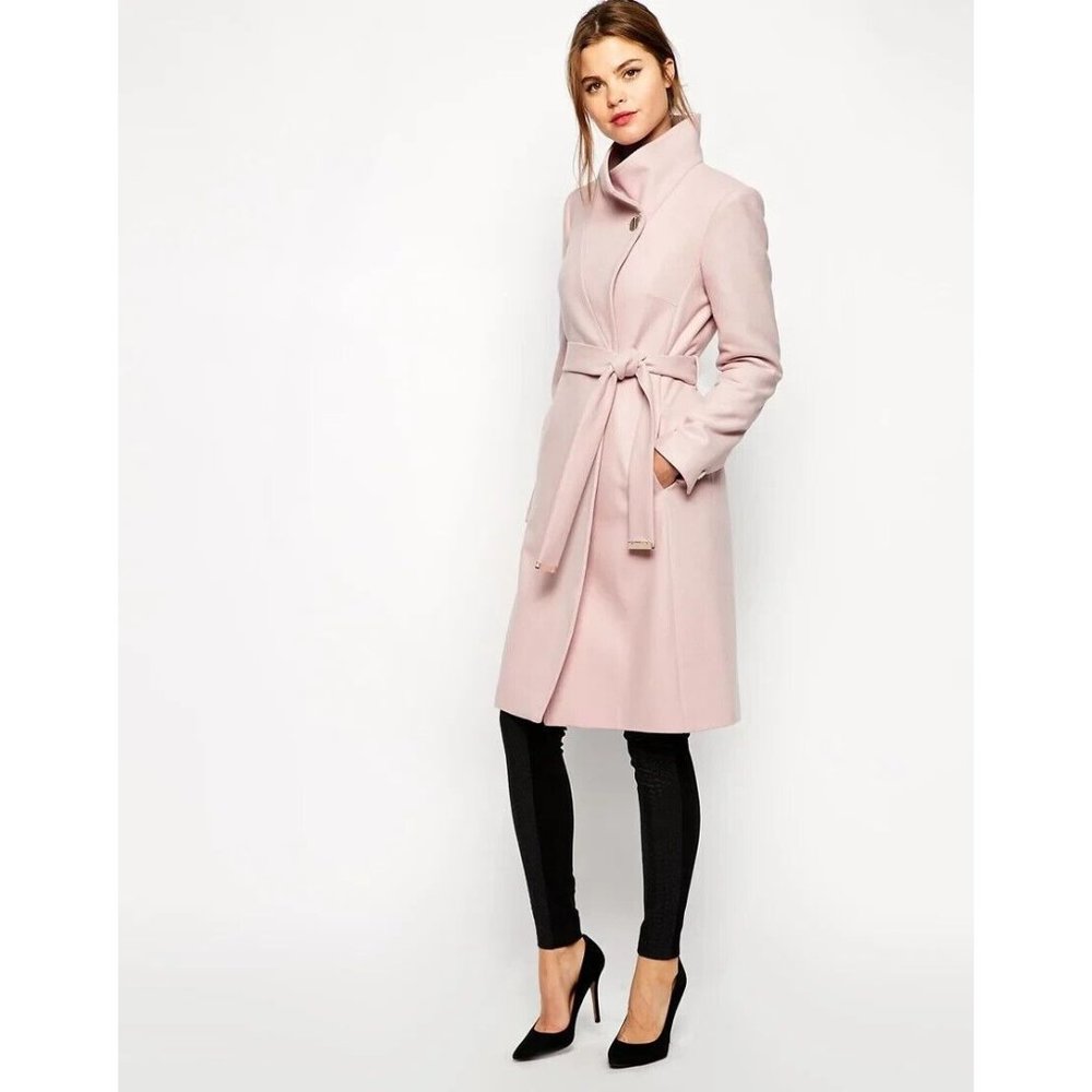 Ted Baker Light Pale Pink Nevia Belted Wrap Coat TB 4 US 6 UK 10